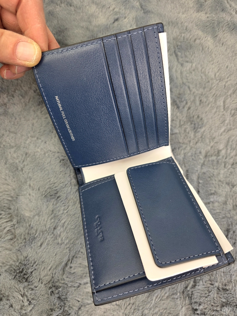 Coach Blue Leather Coin Wallet, Men's NWT - Picture 4 of 9
